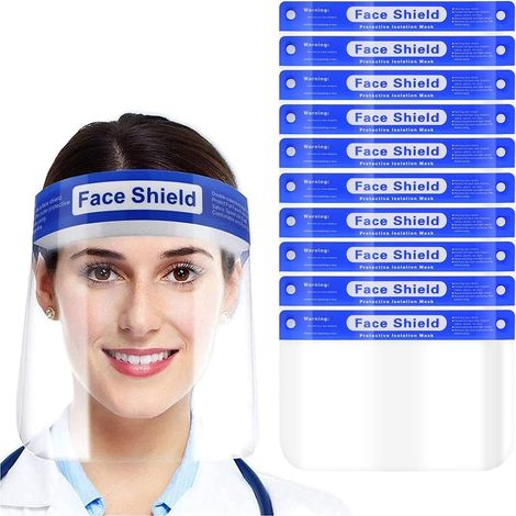 10 Piece Face Shield - Clear Anti-Fog High Visibility - Lightweight Comfort with Elastic Band and Foam Pad (1/5)