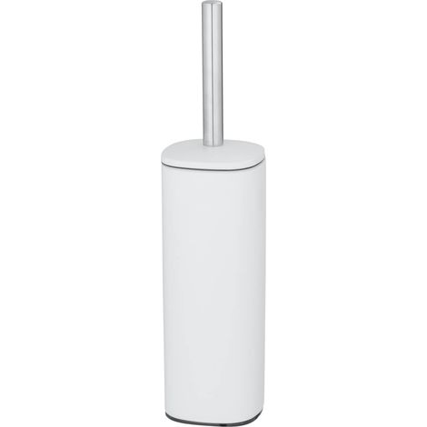 Porte brossee WC Mod. Alassio Brosse WC design en métal blanc fermée pour salle de bain Accessoire pratique DIM (l x h x p) 9,3 x 39,2 x 9,3 cm Acier mat blanc (1/5)