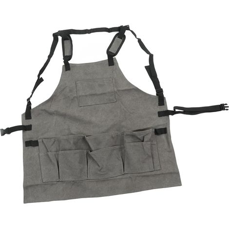 Strapazierfähige Holzbearbeitungsschürze aus Grauem Segeltuch mit Großem Fassungsvermögen für Männer und Frauen Beim Grillen und in Geschäften (1/5)
