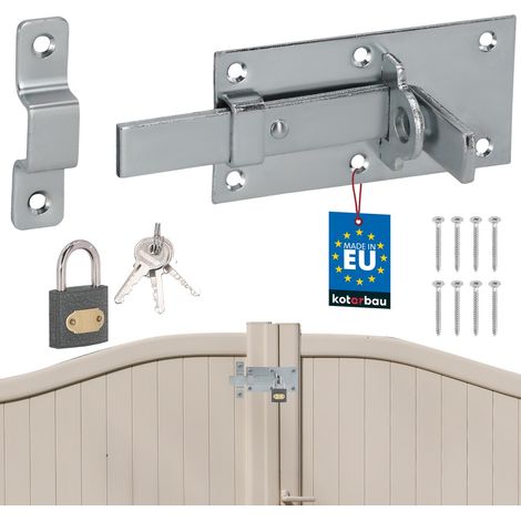 KOTARBAU® Universeller gerader Türriegel für Türen, Tore und Vorhängeschlösser, Stahl, 100 mm + Vorhängeschloss