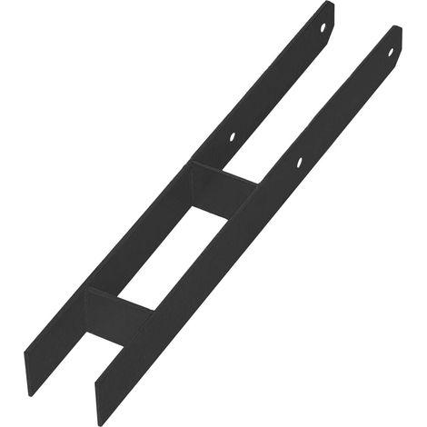 KOTARBAU® H-Pfostenfuß für Wandmontage, Halterung, Anker, verzinkter Stahl, pulverbeschichtet, schwarz, 70 mm