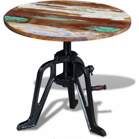 Table d'appoint bois de récupération et pied métal noir Issaf (1/4)