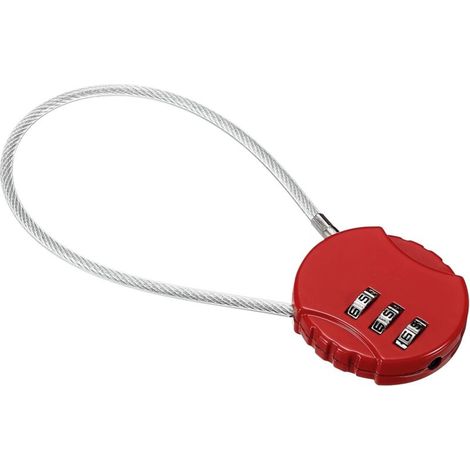 Rotes Kombinationsschloss, 3,7 cm breit und 5 cm hoch, mit einem zurücksetzbaren 3-stelligen Sicherheitsschloss. (1/5)
