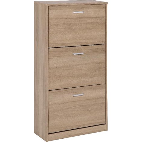 Mobile Scarpiera Salvaspazio in Legno 3 Ante Marrone 60 x 24 x 115 cm (1/2)