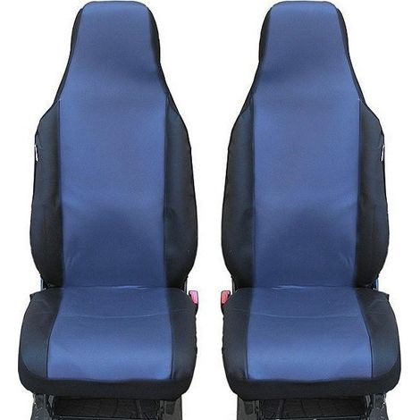 Housses auto universelles pour sièges avant, avec appuie-tête intégré, bleu-noir