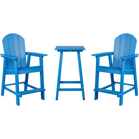 Ensemble de Balcon Jardin Terrasse Table Haute et Chaises Bleu Adirondack