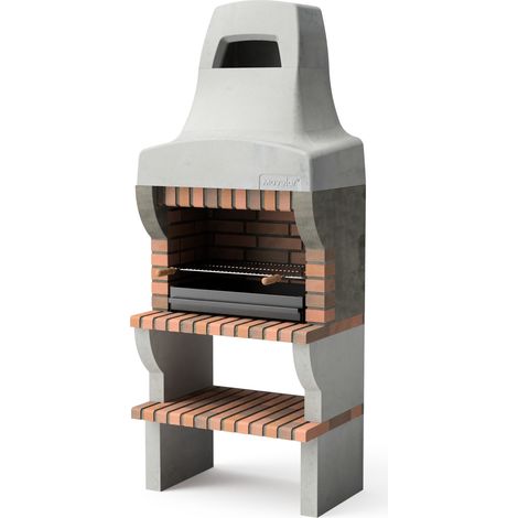 MOVELAR - Barbacoa de Obra Prefabricada para Leña y Carbón Modelo PALERMO BARBACOA (Gris / Terracota - 86,5 x 58 x 220 cm) REF: M00857 - Uso en Exteriores