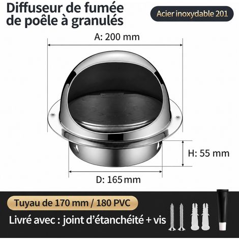 Clapet anti-retour mural extérieur en inox 201 diamètre 170 mm pour tuyau PVC 180 201 φ170mm 180pvc 1 kg – Livraison gratuite
