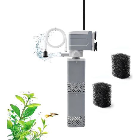 Filtre Aquarium Pompe 4-in-1, 15 W 1000L/H Filtre Interne pour Aquarium Tortue Deau Réglable pour 75–150L Aquariums d’Eau Douce et d’Eau Salée (1/5)