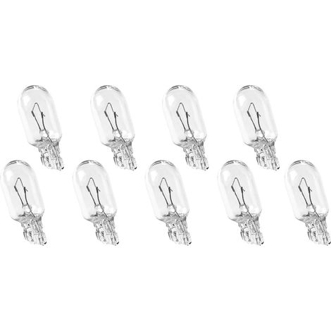 Ampoule de voiture 10 x W5W T10 12V 5W Lampe de position, culot 2.1x9.5d, lampe à base en verre, lampe de signalisation (1/5)