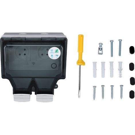 Enchufes exteriores resistentes a la intemperie, diseño de diafragma impermeable visible, enchufe impermeable de 110-250 V, carcasa ignífuga para baño (SNW-2I). (1/5)