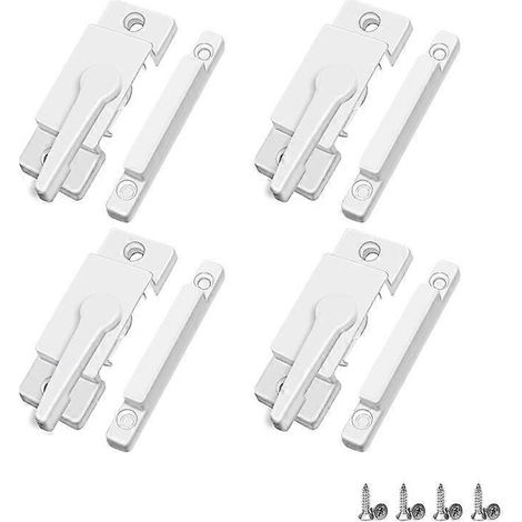 Lot de 4 verrous de fenêtre à guillotine, loquets de fenêtre blancs pour fenêtres coulissantes horizontales (1/5)
