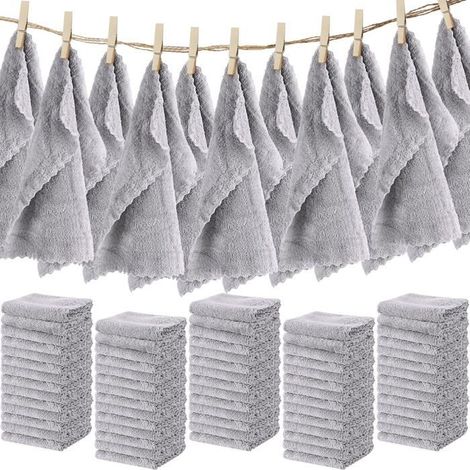 Gants de toilette microfibre - Lot de 100 pièces - 30x30 cm - Microfibre douce - Séchage rapide - Absorption excellente (1/5)