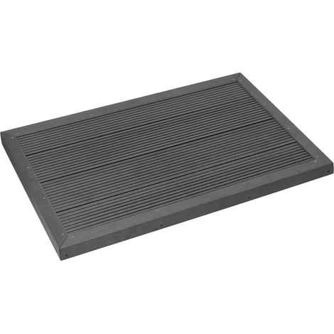ML-Design Elemento de Suelo de WPC para Ducha Solar, Gris Oscuro, 101 x 63 x 5,5 cm, Base Antideslizante, Incluye Material de Montaje, Placa Exterior Pavimento Robusto para Piscina en Patio o Jardín