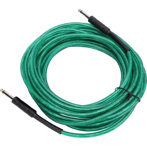 Câble pour guitare électrique 6,35 mm, flexible, en PVC, à embout droit, avec réduction de bruit, vert, 10 m / 32,8 pi (1/5)