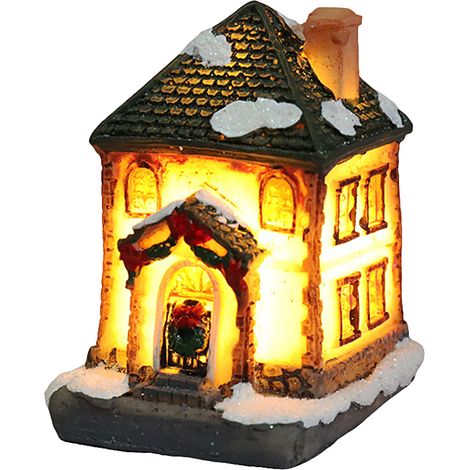 Eosnow LED-Weihnachtsharz-Lichthaus-Dekorationen, Szene, Dorf, Stadt für Geschenke