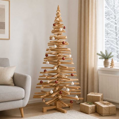 vidaXL Árbol de Navidad de madera KOTKA 180 cm Madera de Pino Maciza (1/5)
