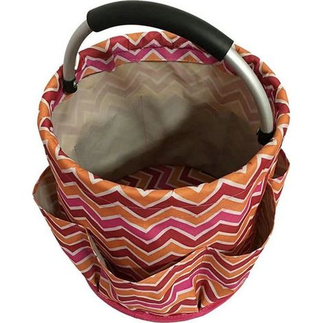 17L Sac Pliable à Outils de Seau avec Plusieurs Poches, Sac Rond à Outils de Jardinage, Panier Multifonctionnel avec Poignée, Corbeille de Rangement pour Les Outils, Les Jouets(Coloré) (1/5)