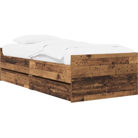 Bed Frame with Drawer with Storage Old Wood Solid Pine Wood vidaXL (1/5)