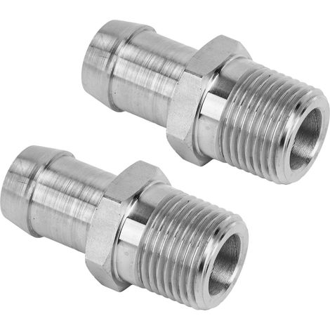 Raccord adaptateur fileté mâle NPT 1/2" vers raccord cannelé 5/8", 2 pièces, pour tuyau de collecteur d'admission de chauffage. (1/5)