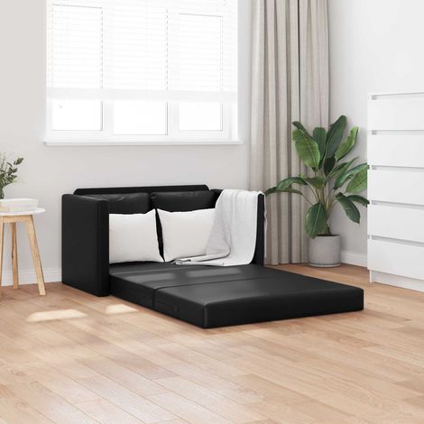 Folding Sofa Bed Black 112 x 60 x 55 cm Faux Leather vidaXL (1/5)