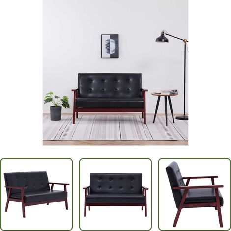 2-Sitzer - Sofa 2-Sitzer Schwarz Kunstleder (1/5)