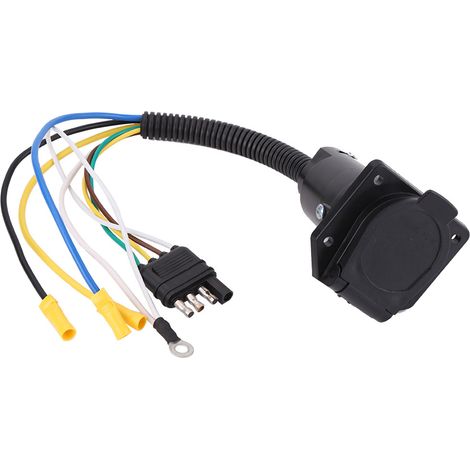Adaptateur de prise plate 4 à 7 broches 6-24 V pour remorque, compatible avec les barres de remorquage de caravanes. (1/5)