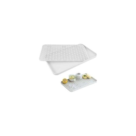 31 x 17,5 x 2,2cm Egouttoir Vaisselle Plastique - Tapis Absorbant et Séchage Vaisselle, Plateau Égouttoir et Séchage, pour Tasses, Bols, Fruits,Blanc
