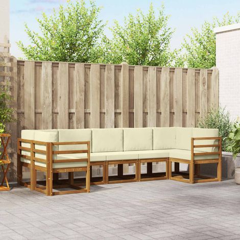 vidaXL Outdoor-Sofagarnitur 7 Stk. Natur und Creme (1/5)