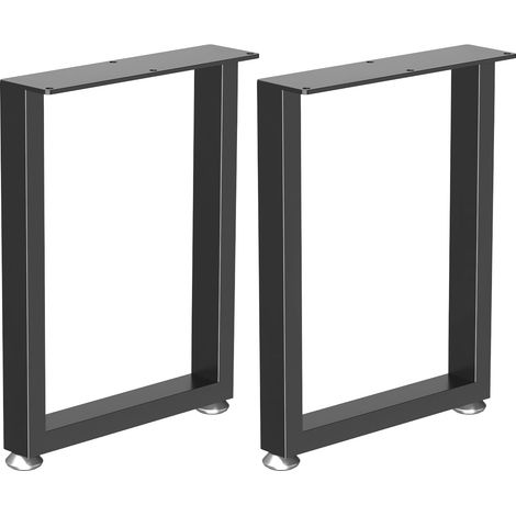 Lot de 2 Pieds de Table Métal, Jambes de Meubles Industriel, Base de Bureau DIY en Fer pour Banc, Canapé, Plan de Travail, Noir, 42.5 x 25 x 7 cm (1/5)