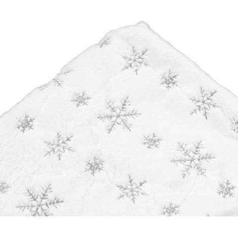 Jupe de sapin de Noël de 90cm, forme ronde, douce, confortable, blanche, tapis de pied pour arbre de Noël pour la maison (argent) (1/4)