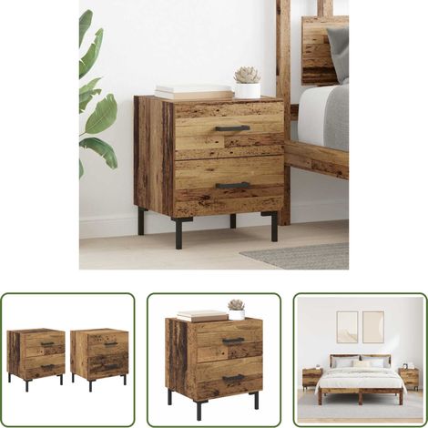 Holz - Nachttisch 2 pcs Altholz 40 x 35 x 47,5 cm Holzwerkstoff (1/5)