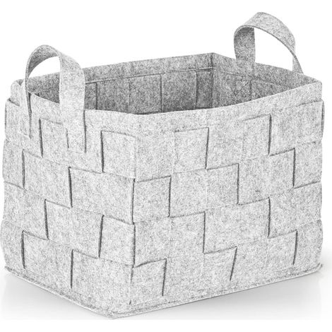 Panier de rangement en feutre avec poignée 35x25x25 cm  Idéal pour le bois de cheminée et magazines  Durable et polyvalent  Panier pliable pour stockage [Gris clair] (1/5)