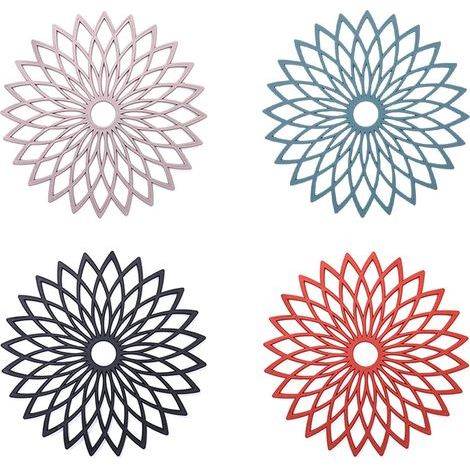 Fleurs Tapis Dessous Plat Silicone Dessous Plats Silicone Anti-DéRapant Isotherme Flexible Durable AntidéRapant Pour Pots,PoêLes,Assiettes,Verres,Bols Et Vases(8 PièCes,DiamèTre 19 Cm) (1/5)