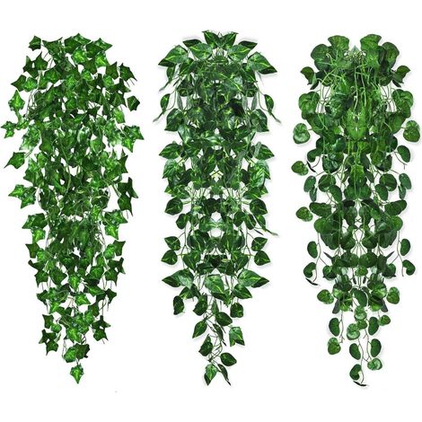 3er Set Künstliche Efeu Hängepflanzen 96cm Indoor Outdoor Dekoration (1/5)