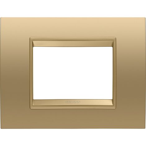 PLAQUE LUX RECT. 3P MÉTAL OR GEWISS GW16203XG (1/2)