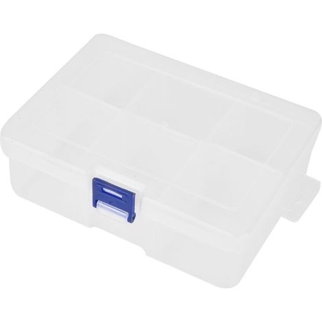 Boîte de rangement pour boucles d'oreilles et bijoux à 6 compartiments en plastique ajustable (1/5)