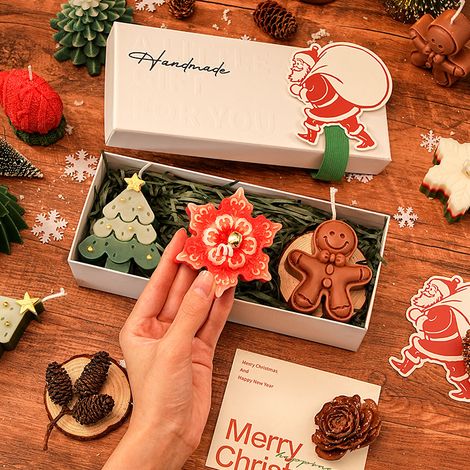 Bougies parfumées de Noël en forme de sapin et de renne, bougies artisanales décoratives, coffret cadeau festif, décoration de Noël pour maison, table et fête (1/5)