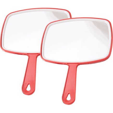 Miroir Portable Avec Poignée - Pour Coiffure Barbier Rasage Maquillage - 2 Pièces (1/5)