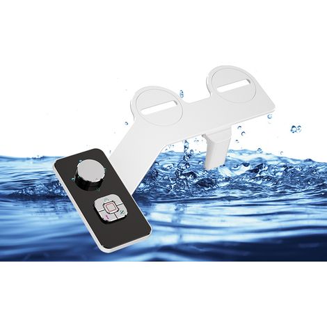 Bidet non électrique pour bidet d'eau froide avec commandes de pression, bidet autonettoyant double buses pour lavage avant et arrière (noir) (1/4)