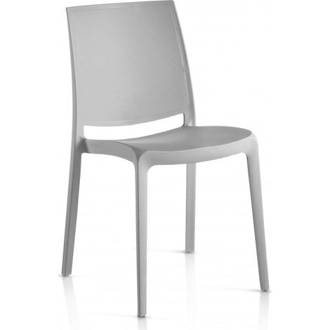 Conjunto de 4 sillas de resina monobloque London mate de Flow, color gris claro (1/2)