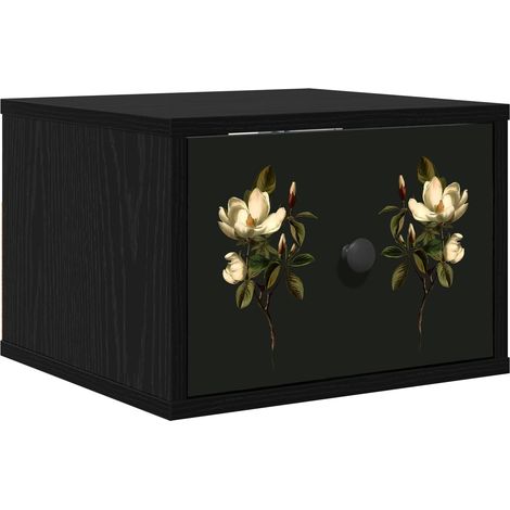 Maison Exclusive - Mobiletto da comodino a parete BREMEN Rovere Nero (1/5)