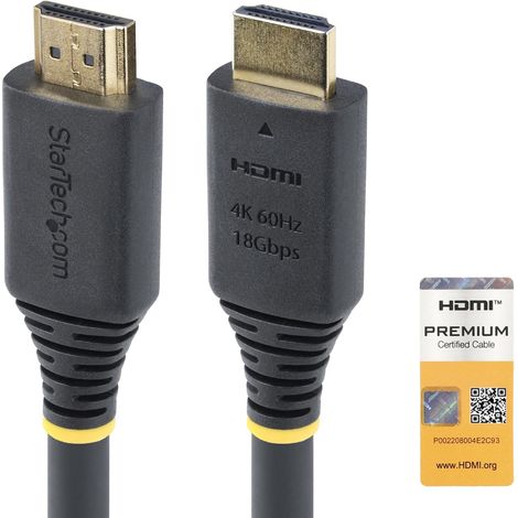 Câble HDMI Haut Débit Certifié Premium 5m, 4K 60Hz, 18Gbps, Noir (1/5)