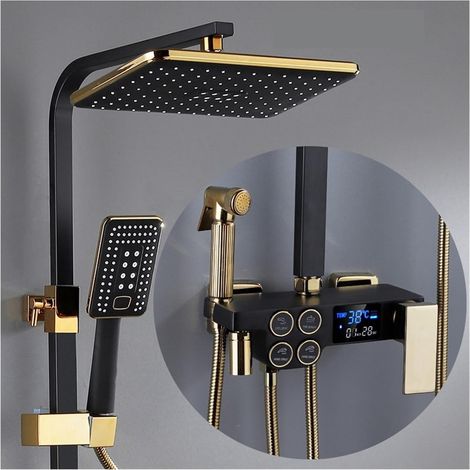 Ensemble de douche mitigeur thermostatique intelli Ensemble de douche numérique chaud et froid robinet salle de bain mitigeur thermostatique système de douche pluie montage mural SPA pluie robinet de
