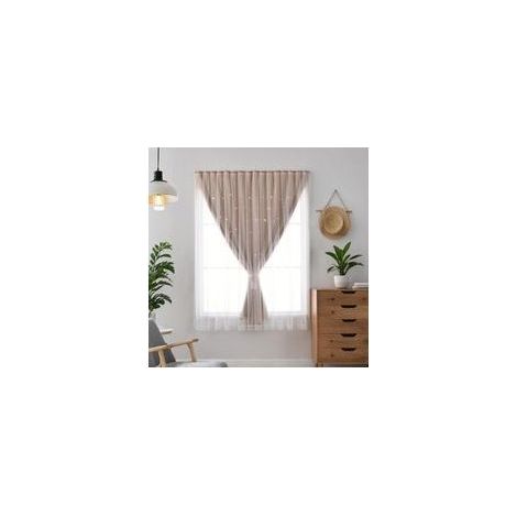 Rideau Autocollant Beige 120x150 cm Occultant Temporaire avec Crochet et Boucle, Parfait pour Cuisine ou Salon (1/5)