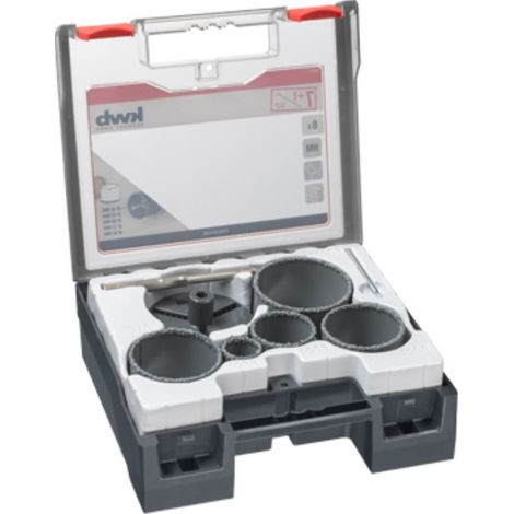 kwb Kit de sierras de copa plateadas 8 piezas carburo de tungsteno (1/4)