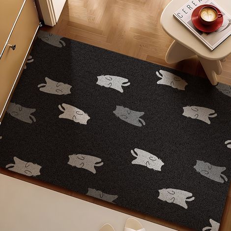 Dodo le chaton, boucle en soie 5080cm Tapis d'entrée à motifs de dessins animés, tapis bouclé résistant aux taches et à l'usure, adapté à un usage domestique dans les entrées, découpable et antidérap (1/5)