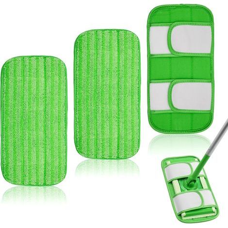 Lot de 3 Lingettes Reutilisable Remplacement Compatible avec Swiffer Sweeper Utilisation Humide et Sèche Tampons Vadrouille en Microfibre Convient à de Nombreux Types de Revêtements de Sol (1/5)