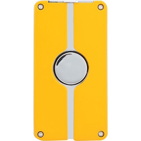 Briquet à cigare portable antidérapant jaune cadeau homme, allume-cigarette anti-vent droit, décoration résistante au vent. (1/5)