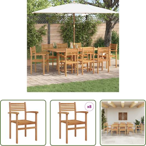 Terrassenstuhl - Stuhl 8 pcs Braun 56 x 55 x 90,5 cm Massivholz Teak (1/5)
